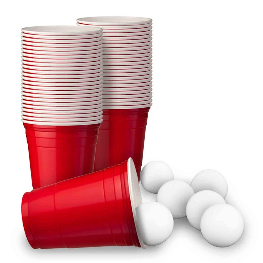 Stort Beer Pong Sæt (50 Red Cups + 6 Bolde)