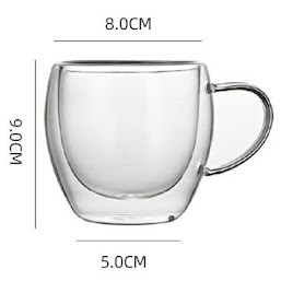 Gennemsigtig kaffekop med hank 250ml 4 stk.