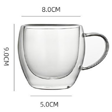 Gennemsigtig kaffekop med hank 250ml 4 stk.