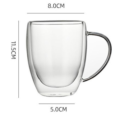 Gennemsigtig kaffekop med hank 350ml 4 stk.
