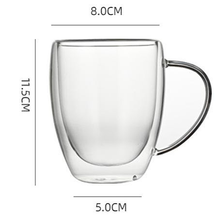 Gennemsigtig kaffekop med hank 350ml 4 stk.