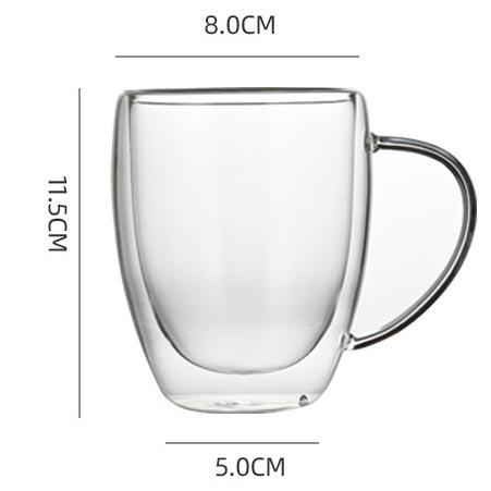 Gennemsigtig kaffekop med hank 350ml 4 stk.