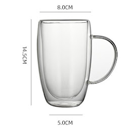 Gennemsigtig kaffekop med hank 450ml 4 stk.