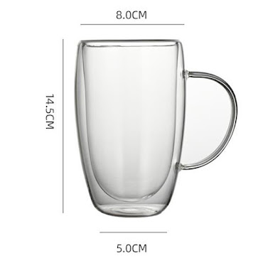Gennemsigtig kaffekop med hank 450ml 4 stk.