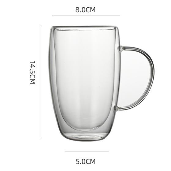 Gennemsigtig kaffekop med hank 450ml 4 stk.