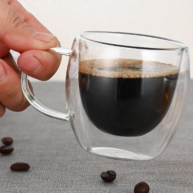 Gennemsigtig kaffekop med hank 80ml 4 stk.