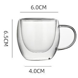 Gennemsigtig kaffekop med hank 80ml 4 stk.