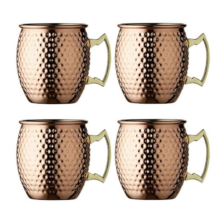 Moscow Mule krus i kobber og med sugerør til. 4 stk.