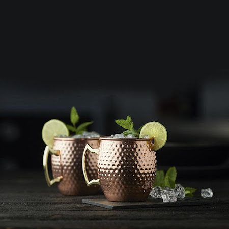 Moscow Mule krus i kobber og med sugerør til. 4 stk.