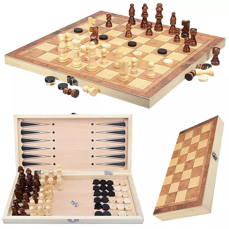 Vent et øjeblik Sukkerrør gave Skak, Dam og Backgammon - 3-i-1 brætspil kr. 99,00