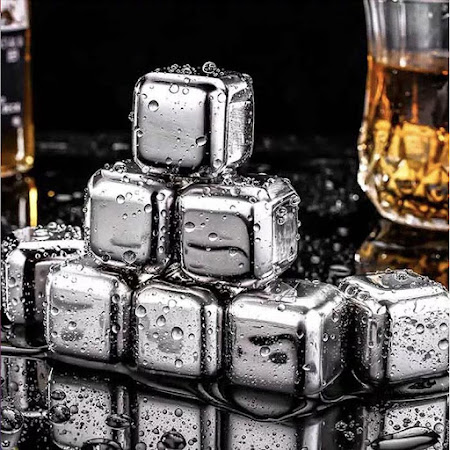 Whiskysten af rustfrit stål - 6 stk.